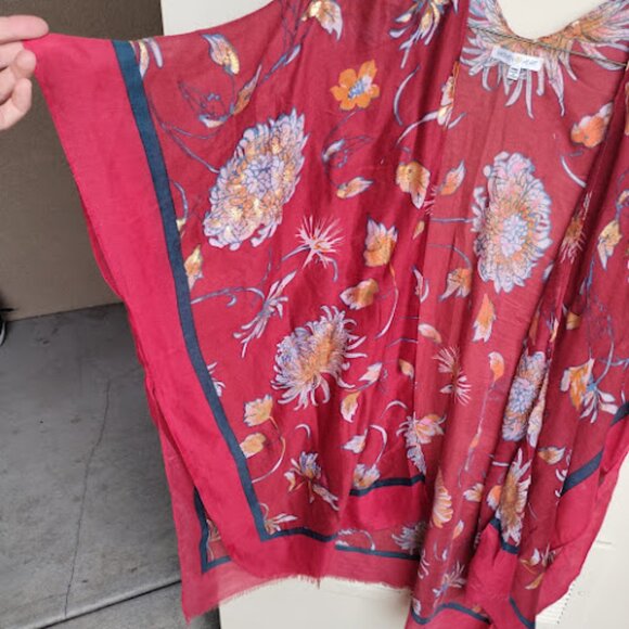 WOVEN HEART Floral Semi Sheer Open Front Long Kimono Beach Swim Coverup Boho OS - Picture 5 of 11